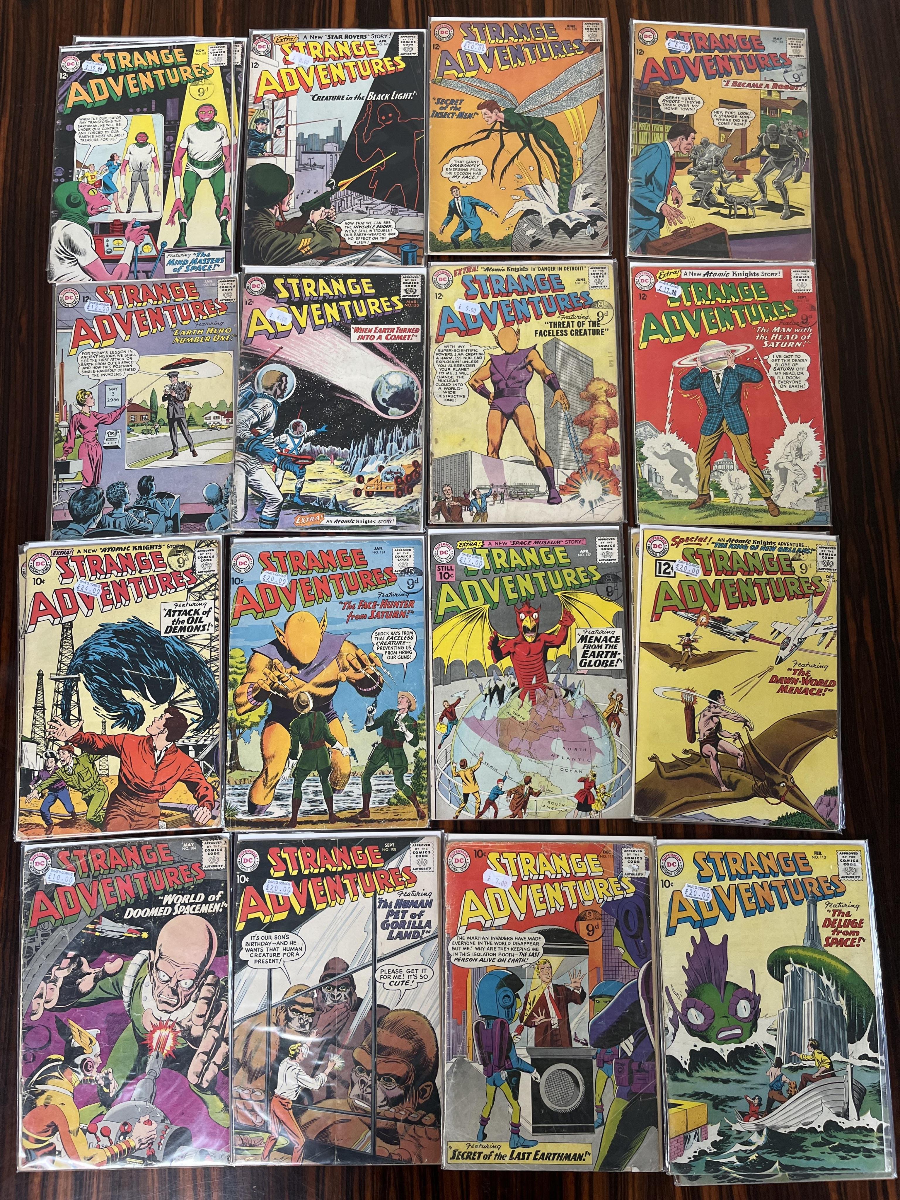 Strange Adventures, Marvel comics, Vol. 1, 50 issues between #104–237, comprising, #104, #108, #111, #113 x2, #120 x2, #124, #127, #147 x2, #148, #150, #152, #153, #156, #158 x2, #163, #164, #165, #167 x2, #168, #171, #1